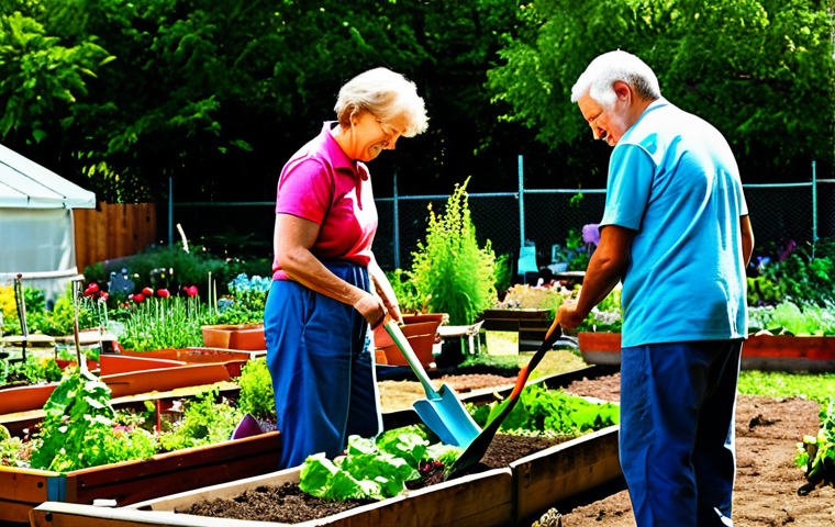 디지털 공유지의 지속 가능성 - **Community Garden Collaboration:** "A vibrant community garden filled with diverse plants and veget...