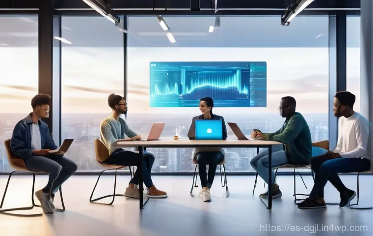 디지털 공유지의 정의와 유형 - **Prompt:** A vibrant, optimistic scene depicting "The Heartbeat of Collaboration." Focus on a diver...