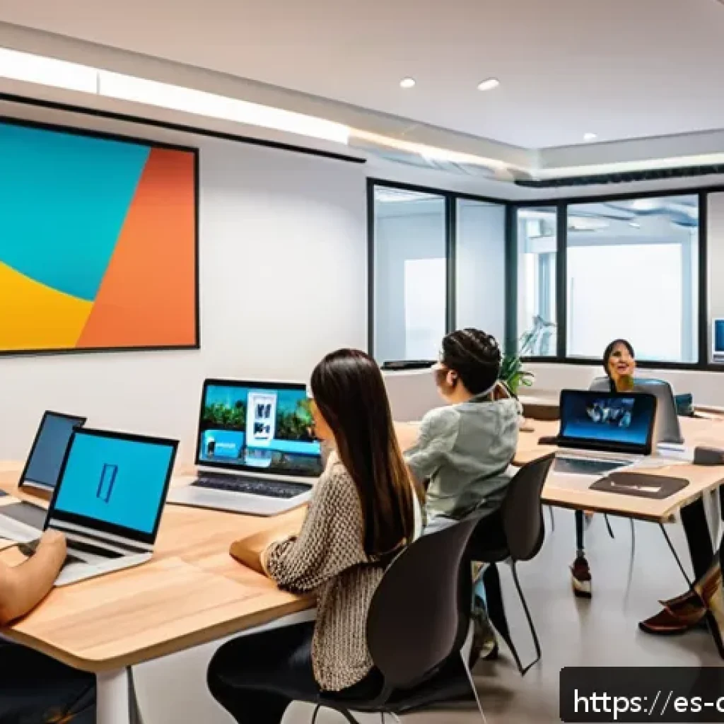 디지털 공유지와 디지털 인권 - A diverse group of Latin American adults in a modern coworking space, attentively participating in a...